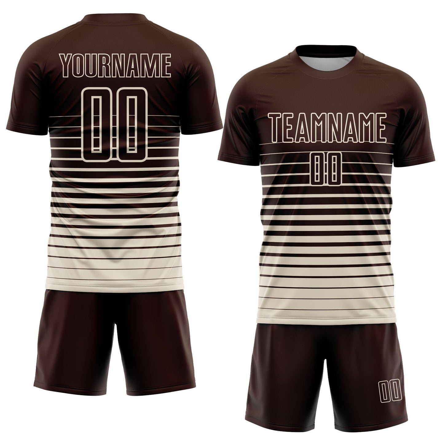 Maillot d'uniforme de football par Sublimation, crème marron personnalisé à fines rayures, fondu à la mode