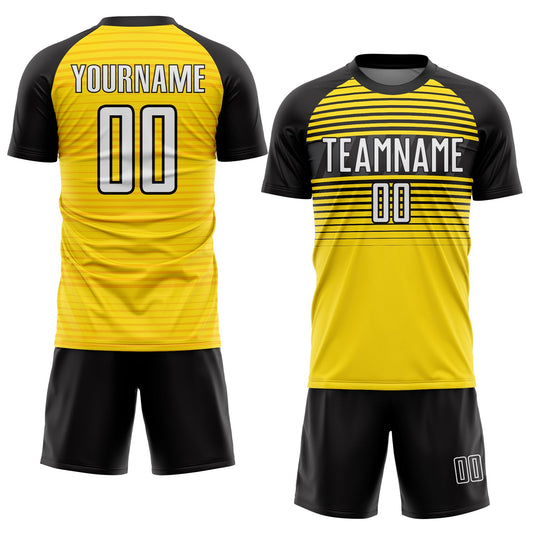 Maillot d'uniforme de football par sublimation jaune blanc-noir personnalisé