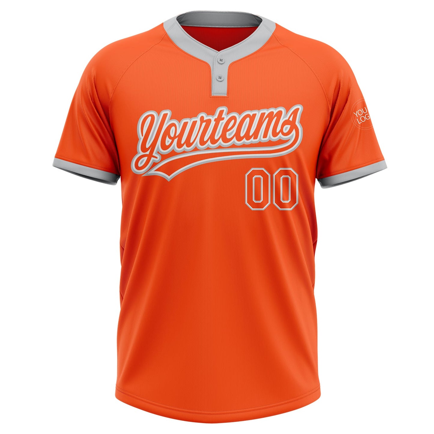 Custom Orange Orange-Gray Two-Button Unisex Softball Jersey