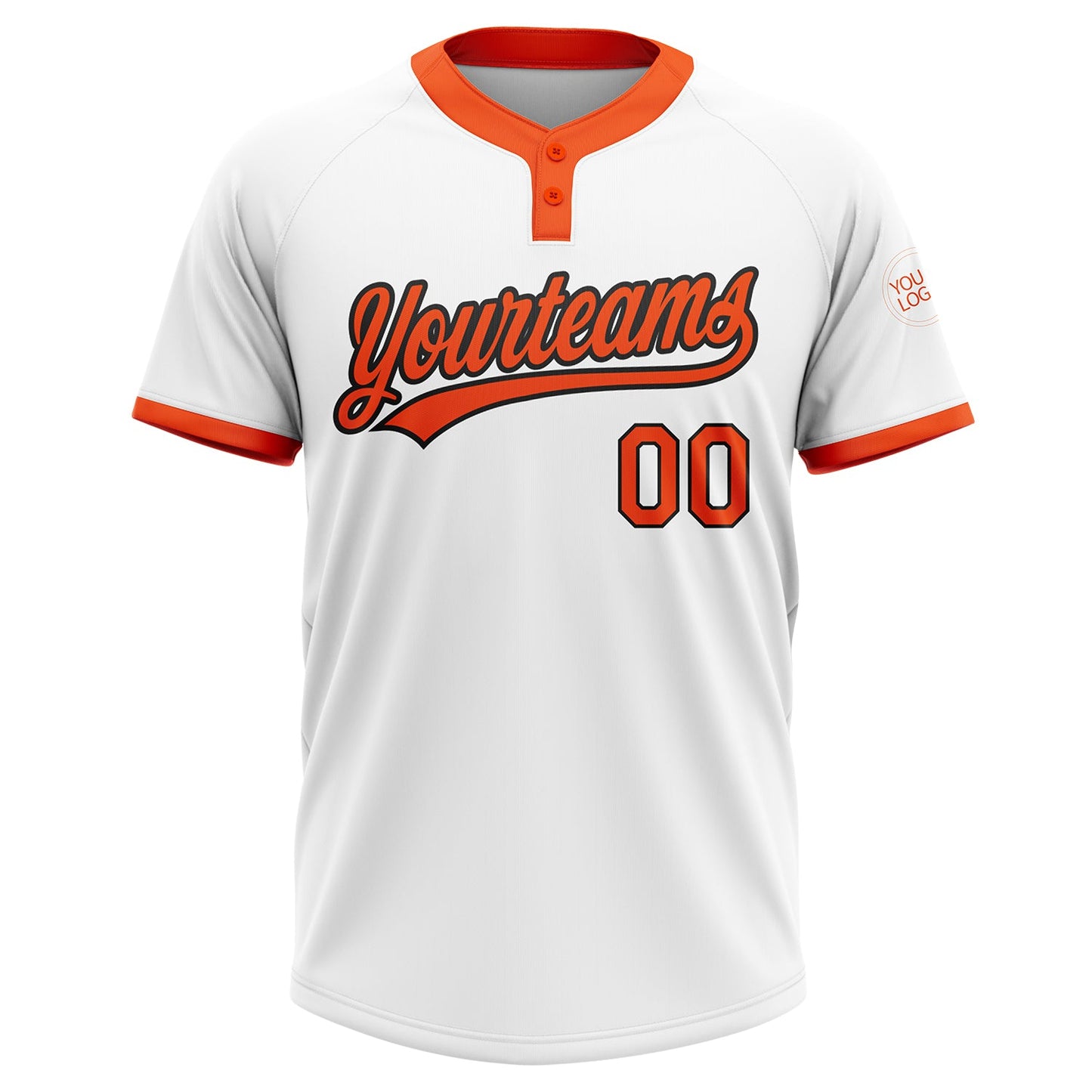 Custom White Orange-Black Two-Button Unisex Softball Jersey