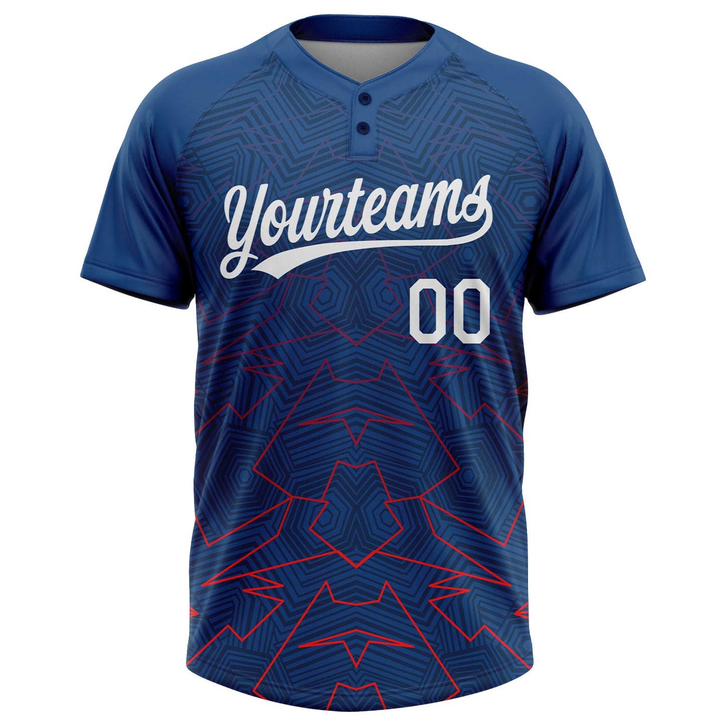 Custom US Navy Blue White-Red 3D Pattern Two-Button Unisex Softball Jersey