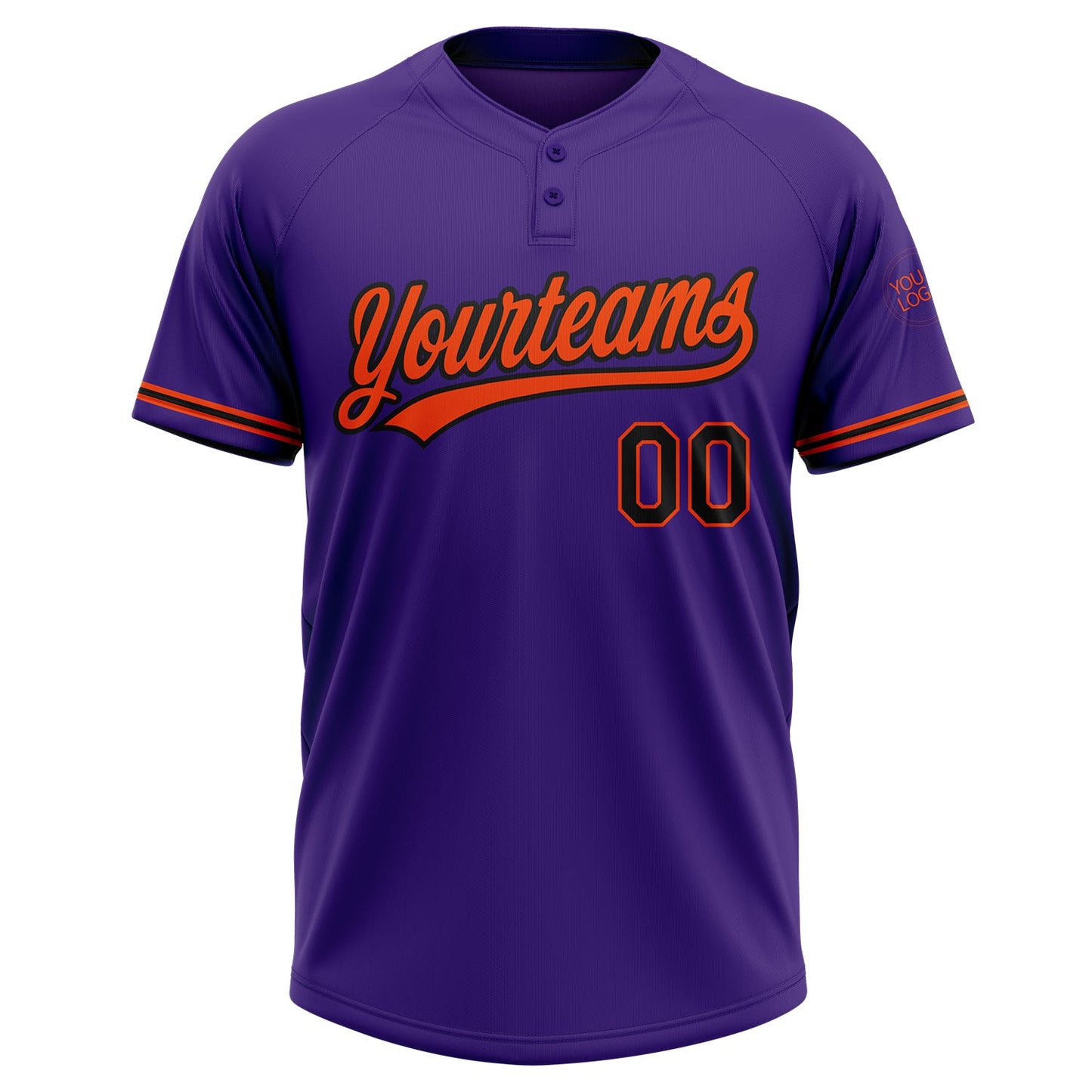 Custom Purple Black-Orange Two-Button Unisex Softball Jersey
