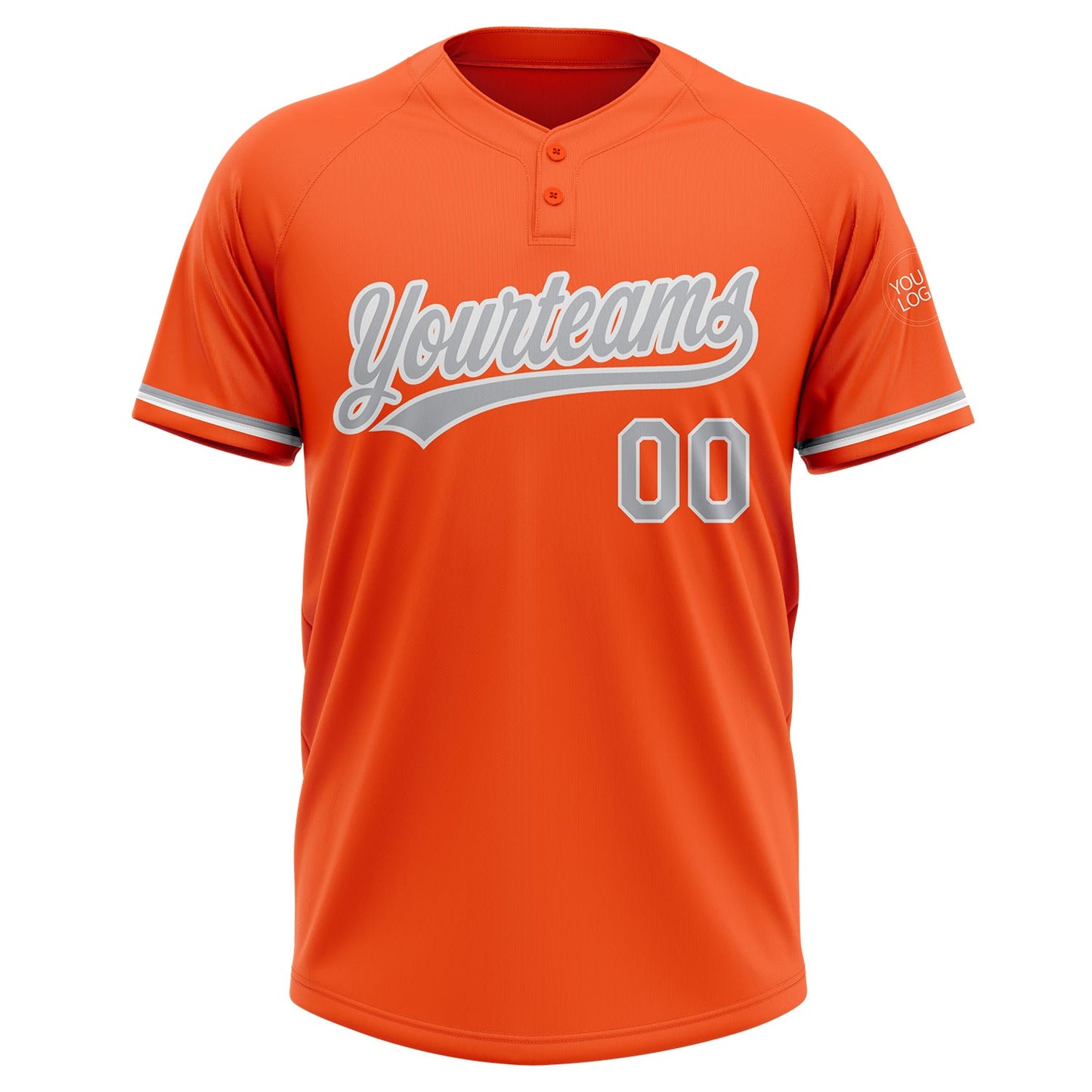 Custom Orange Gray-White Two-Button Unisex Softball Jersey