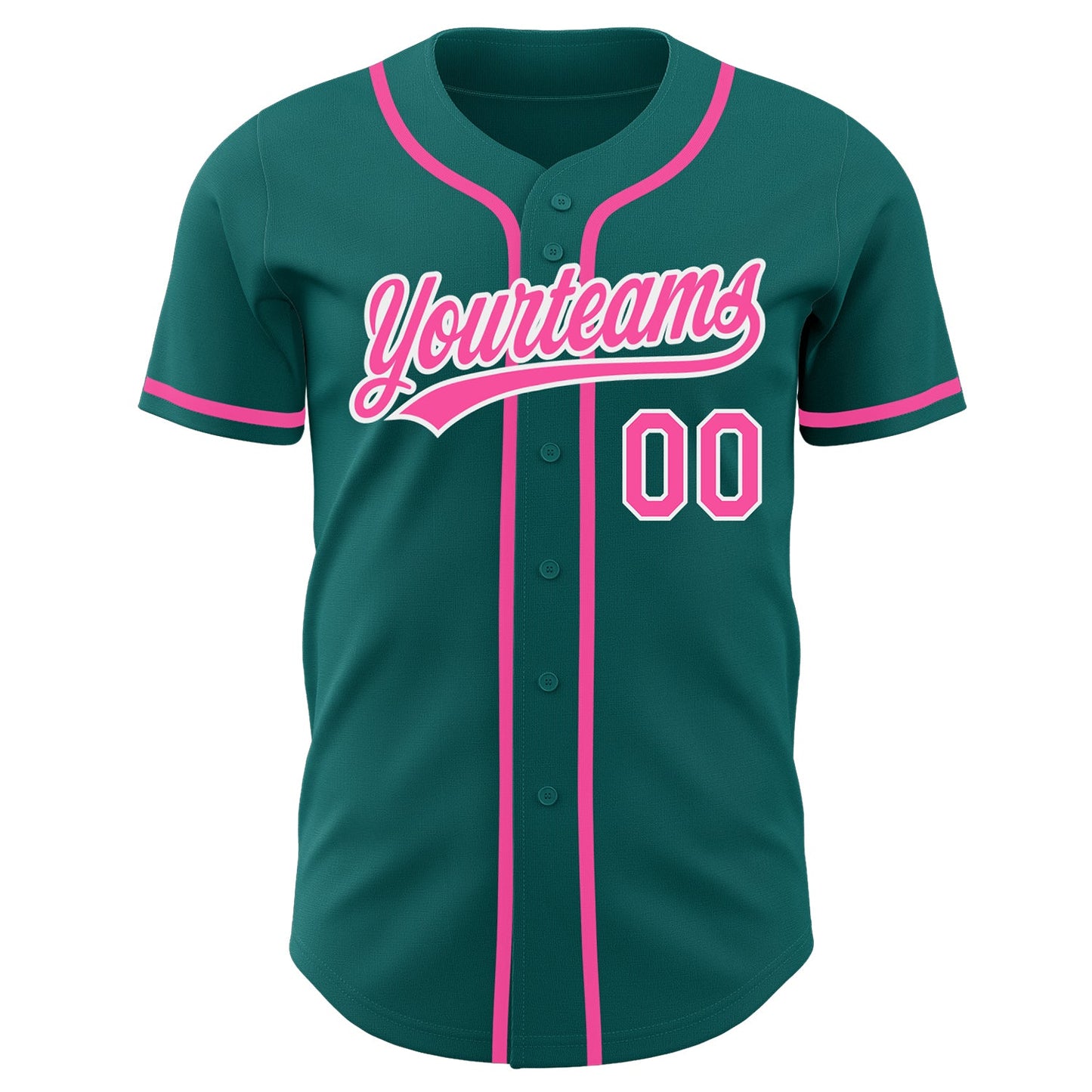 Custom Teal Pink-White Authentic Baseball Jersey