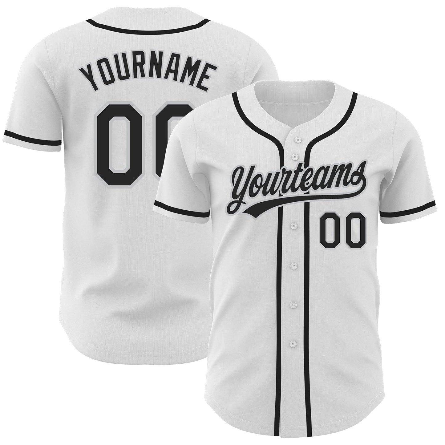 Custom White Black-Gray Authentic Baseball Jersey