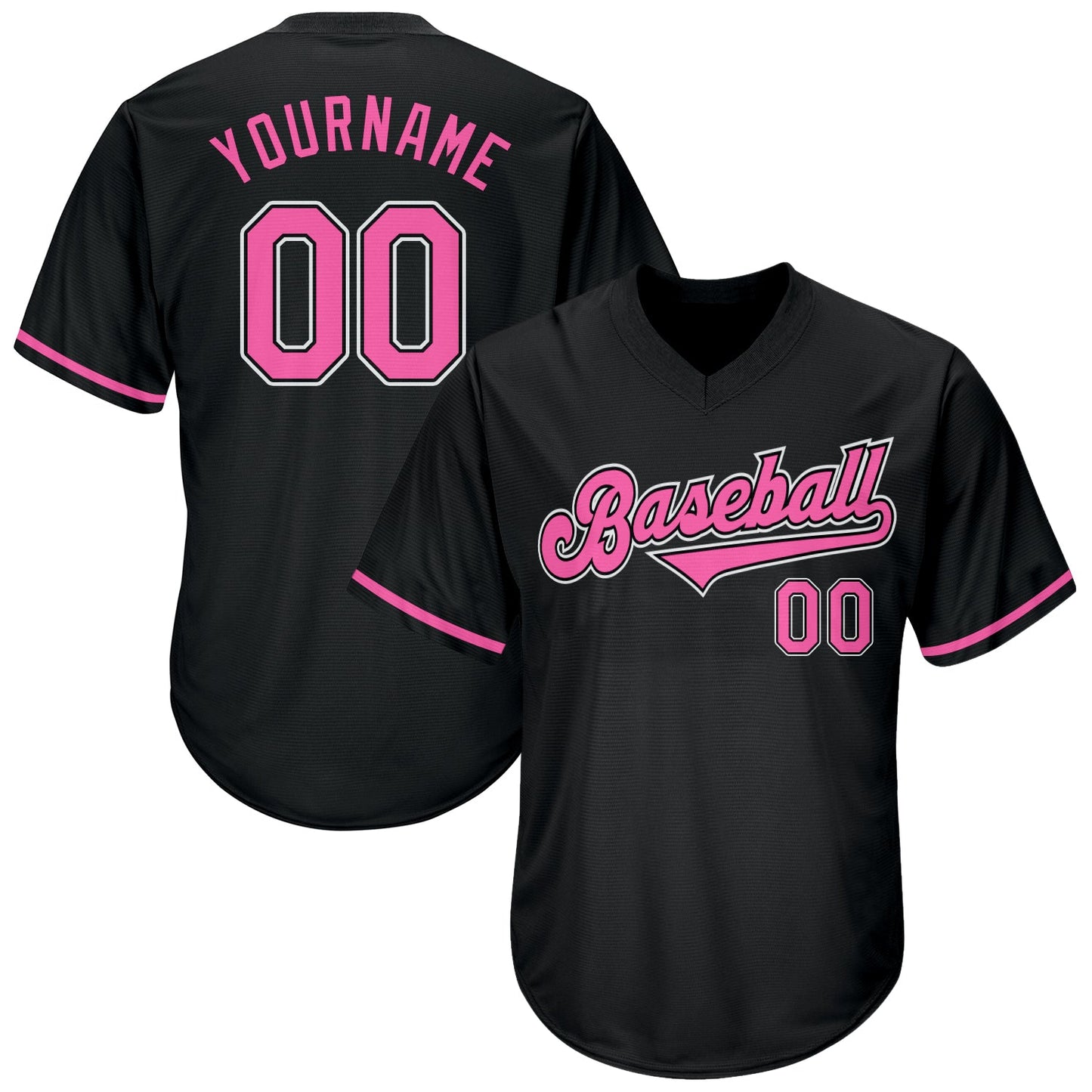 Custom Black Pink-White Authentic Throwback Rib-Knit Baseball Jersey Shirt