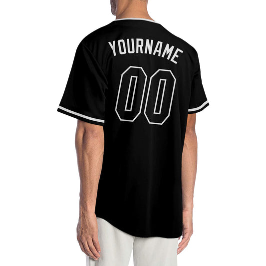 Maglia da baseball autentica personalizzata nera nera-bianca