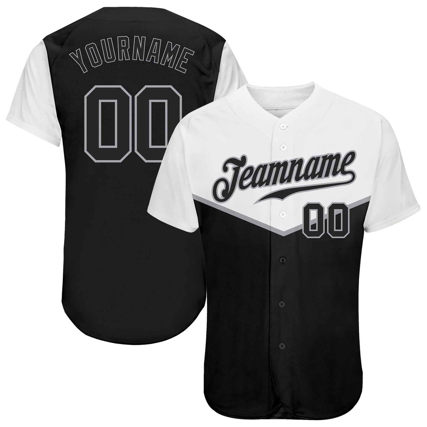 Custom Black Black-Gray 3D Pattern Design Multicolor Authentic Baseball Jersey