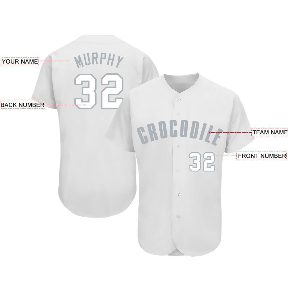 Custom White Gray Baseball Jersey