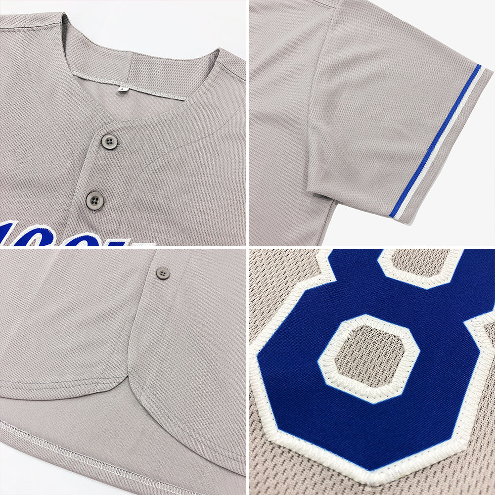 Custom Gray Black-Powder Blue Authentic Baseball Jersey