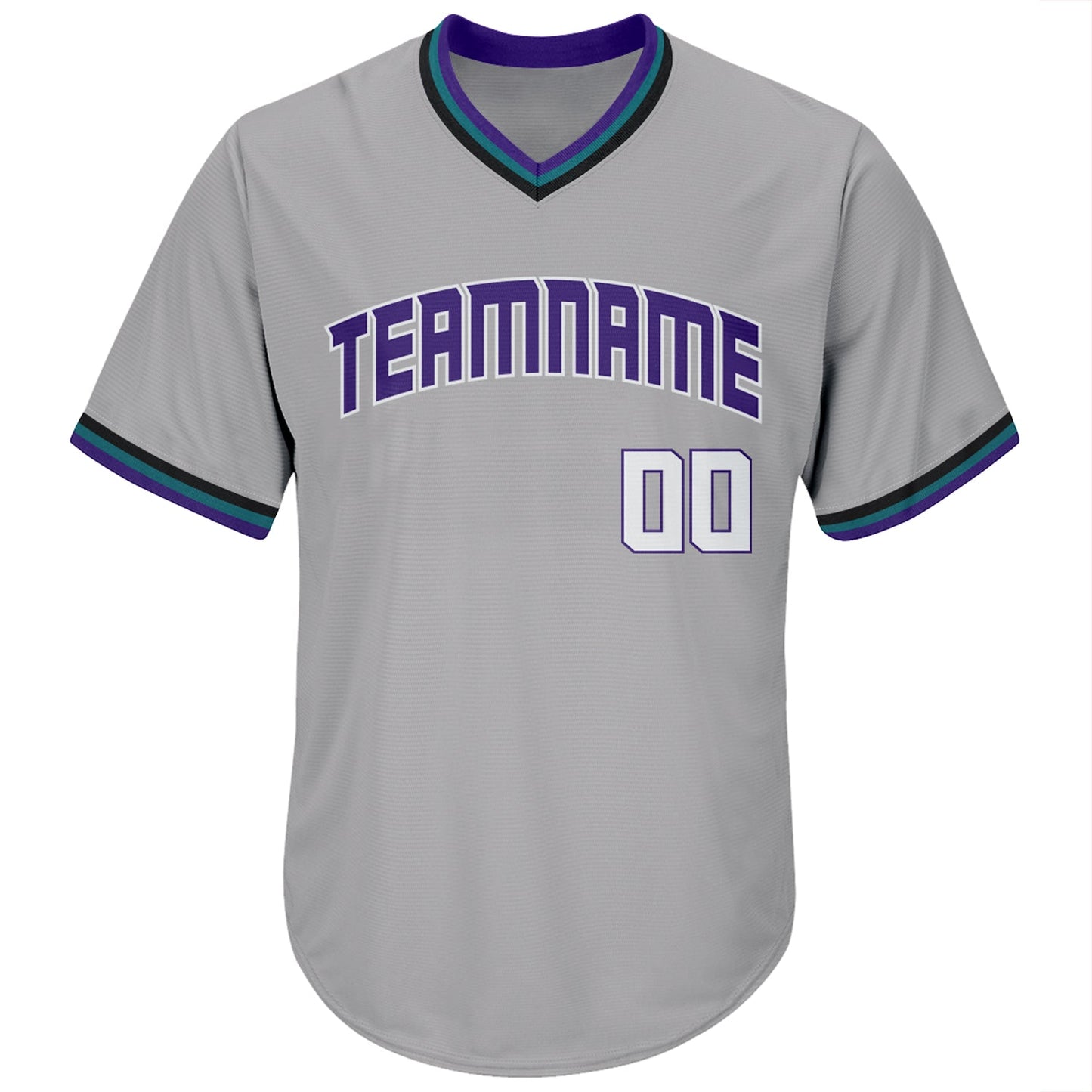 Custom Gray White-Purple Authentic Throwback Rib-Knit Baseball Jersey Shirt