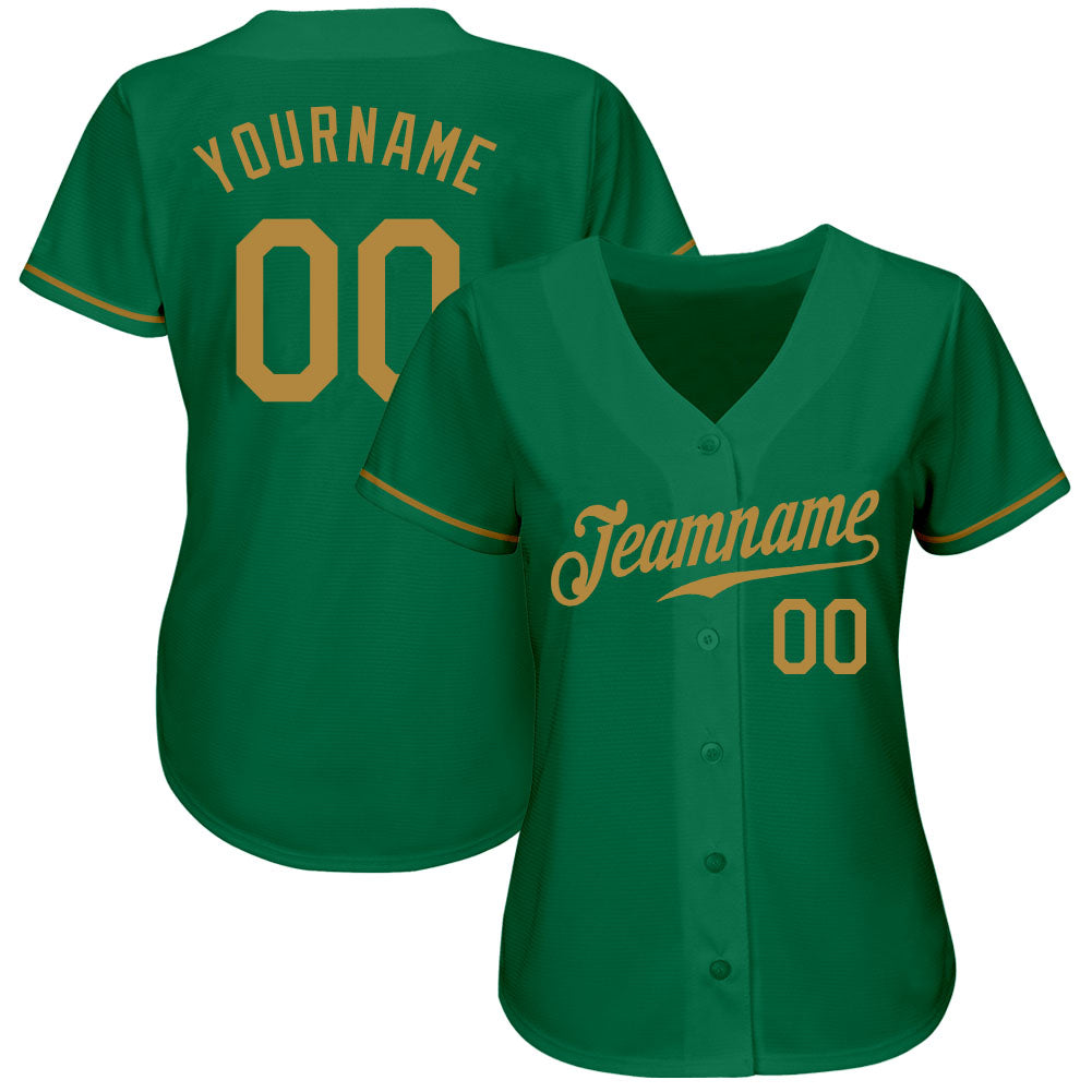 Custom Kelly Green Old Gold Authentic Baseball Jersey
