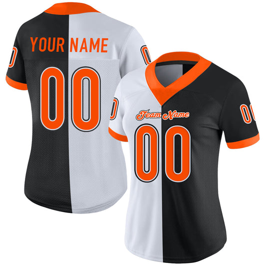 Maglia da calcio moda divisa divisa in rete nera arancione-bianca personalizzata