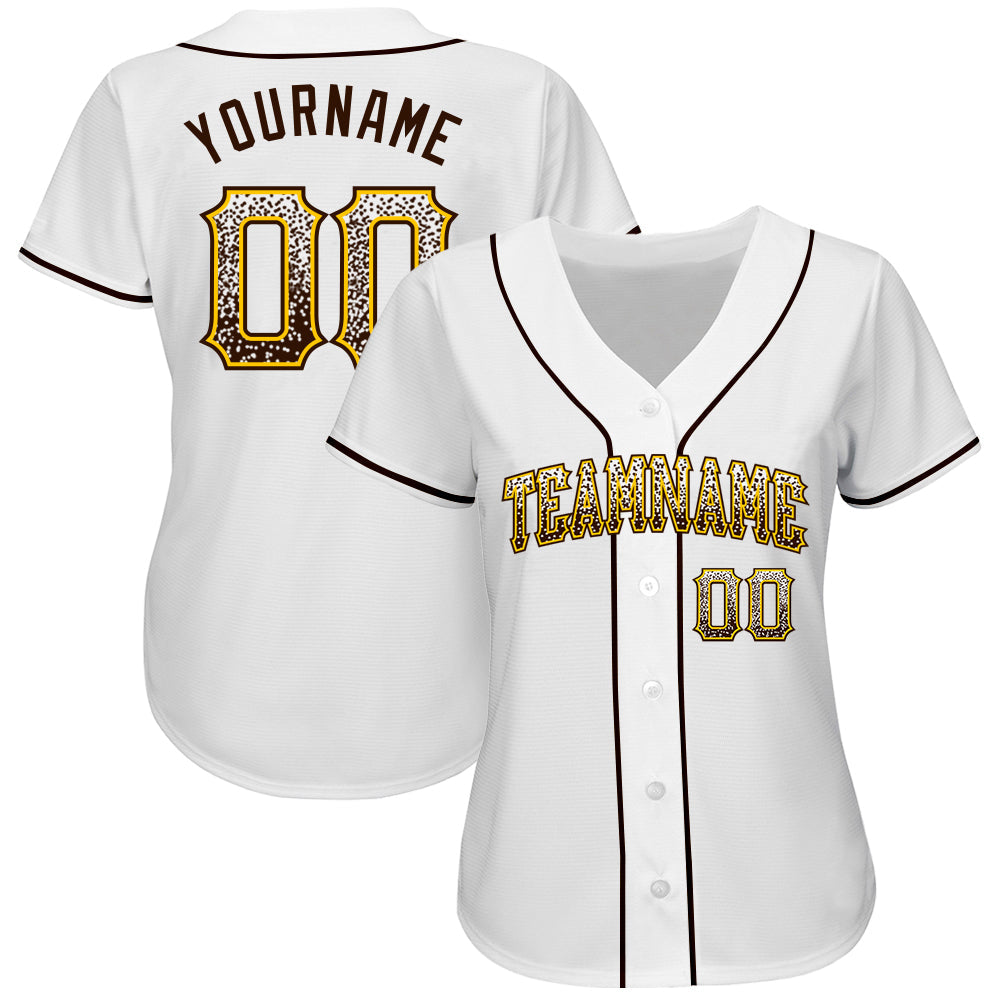 Custom White Brown-Gold Authentic Drift Fashion Baseball Jersey